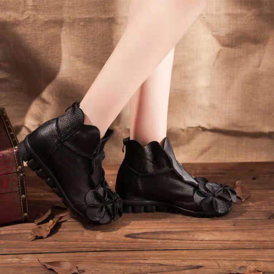 Martin Boots Original Handmade Leather Women's Ethnic Wind Flat Soft Bottom Peas Shoes