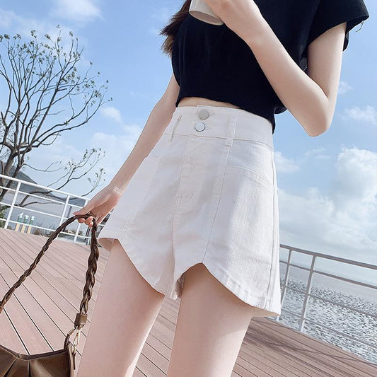 High Waist Denim Shorts Women's Thin Cotton Fashion Loose Summer Wide Leg Pants