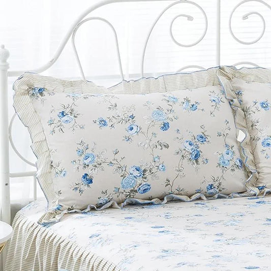 A Pair of Pure Cotton Floral Pillow Cases Pastoral Lace Pillowcases Double Bed Supplies To Increase Pillowcases Universal