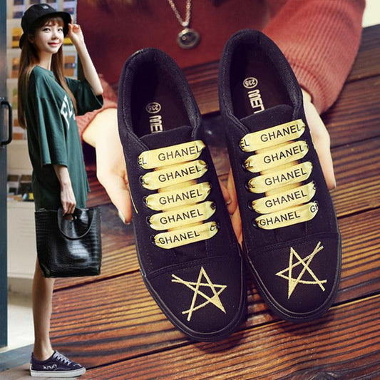 Black Women's Low Heel Sneakers Women's Spring and Autumn Shoes Korean Canvas Shoes All-match Clearance Student Running Shoes