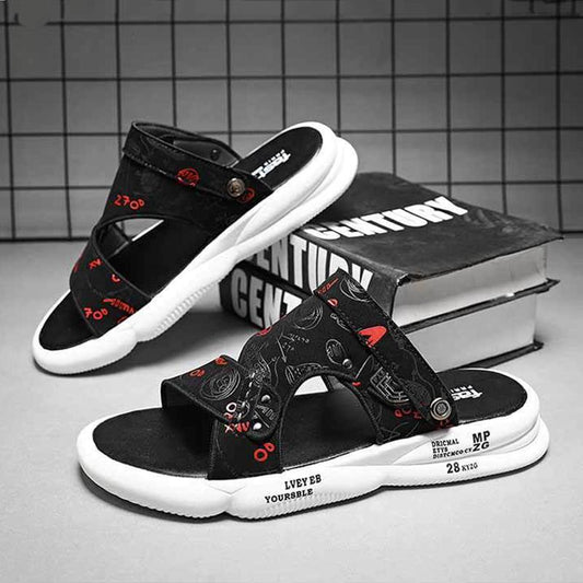 Trendy Dual-purpose Men's Leather Sandals Wearing Men's Sandals While Driving Summer Waterproof Beach Shoes