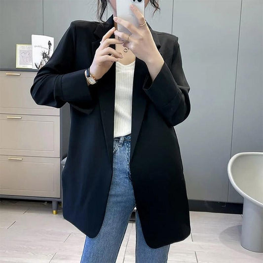 Women's Summer Thin Suit Jacket High-end Design Suit Sunscreen Top Mid-length Air-conditioning Cardigan Loose Sunscreen