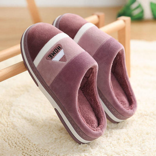 Autumn and Winter Pure Cotton Slippers Indoor Non-slip Soft-soled Shoes Warm Simple Plush Cotton Shoes