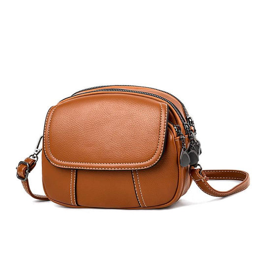 Round Crossbody Bag Women Red Leather Waterproof Zipper Large Capacity Tote Bag Shoulder Bags