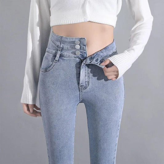 Women's High-waisted Skinny Jeans Spring and Autumn Elastic Tight-fitting Show Tall and Thin Outer Wear Pencil Pants Causal Nine-point Pants