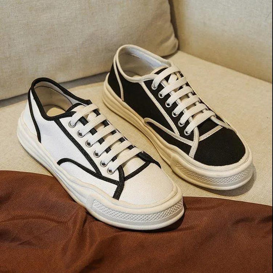 Women's Shoes Influx of Students Korean Version of The Single Thick-soled Casual Board Shoes Canvas Shoes Women's White Shoes