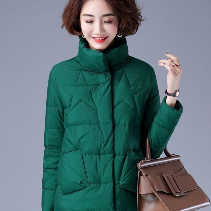 Women's Short Warm Down Jacket Winter Loose Jacket Down Jacket Casual Stand Collar Padded Jacket