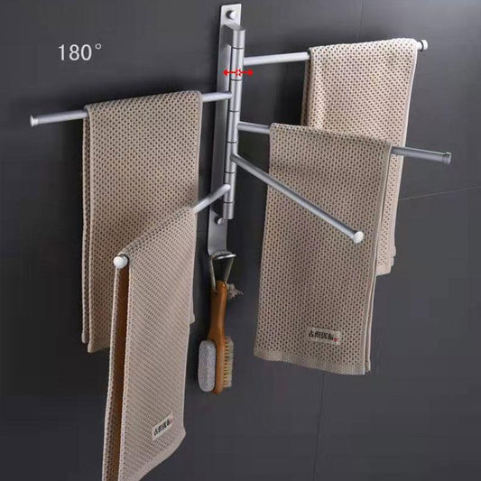 Space Aluminum Towel Rack Rotatable Multi-bar Toilet Stainless Steel Bathroom Towel Bar Hardware Pendant Rack