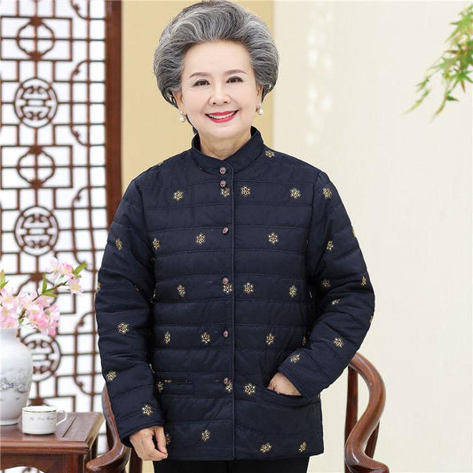 Mother's Autumn and Winter Clothes, Light and Warm Cotton Coat, Middle-aged and Elderly Women's Down Cotton Coat Liner