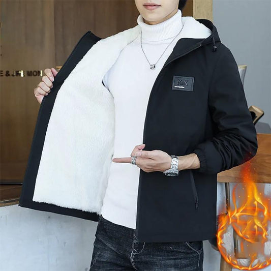 Autumn and Winter Jacket Men's Padded Jacket Casual Plus Velvet Thick Hooded Loose Trendy