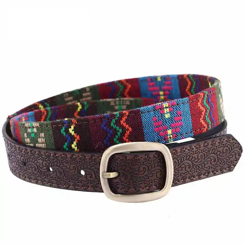 Ethnic Style Embroidered Ladies Belt Denim Skirt Belt Female Fine Fabric Decorative Trousers Belt Female Student Personality Belt
