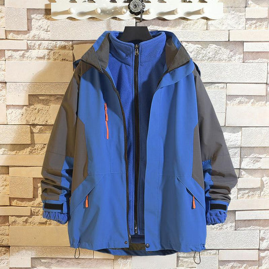 Jackets for Men and Women Three-in-one Detachable Two-piece Outdoor Sports Windbreaker Jacket Loose Large Size Outdoor Warm Jacket