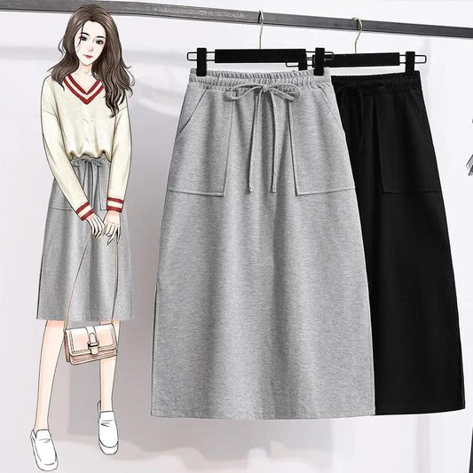 Skirts for Women Spring Summer Elastic High Waist Skirt Female Solid Color Loose Split A-line Skirts Girl's Long Sports Skirt