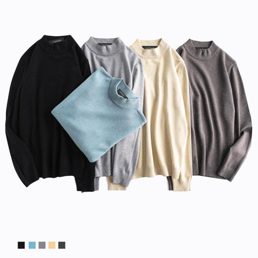 Half Turtleneck Sweater Men's Autumn and Winter Knit Sweater Men's Couple Slim Warm Men's Bottoming Shirt