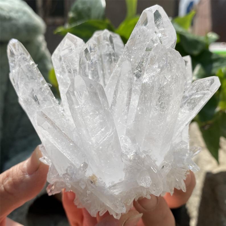 Crystal Cluster, 300-500g Clear Quartz Cluster Crystal, Quartz Point VUG, Mineral Specimen Healing Degaussing Decor Collection