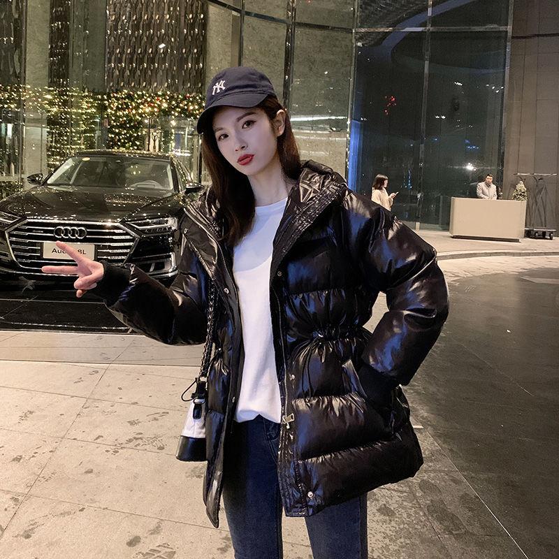 Glossy White Duck Down Down Jacket Women's Mid-length Thickened Waist Coat