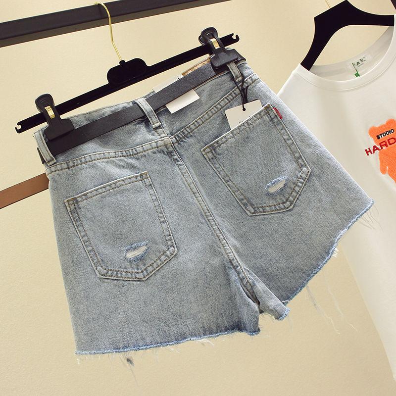 Ripped Denim Shorts Women's Summer High Waist Loose and Thin Wild Wide-leg Pants Thin Section