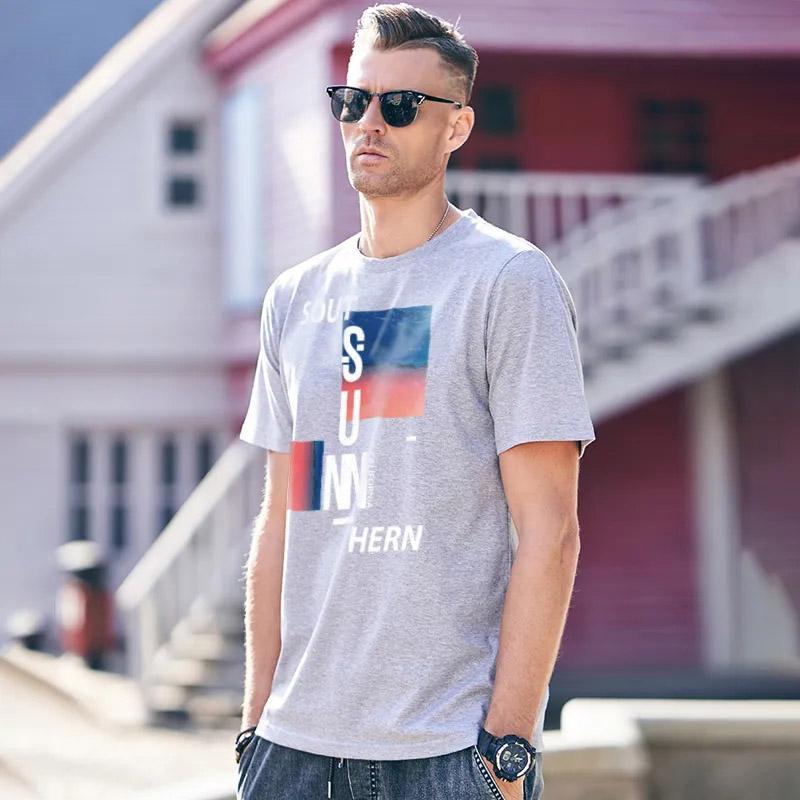 Men's Summer Printed Round Neck Pullover Versatile Summer Casual Loose Short Sleeve Men's Top Thin T-Shirt