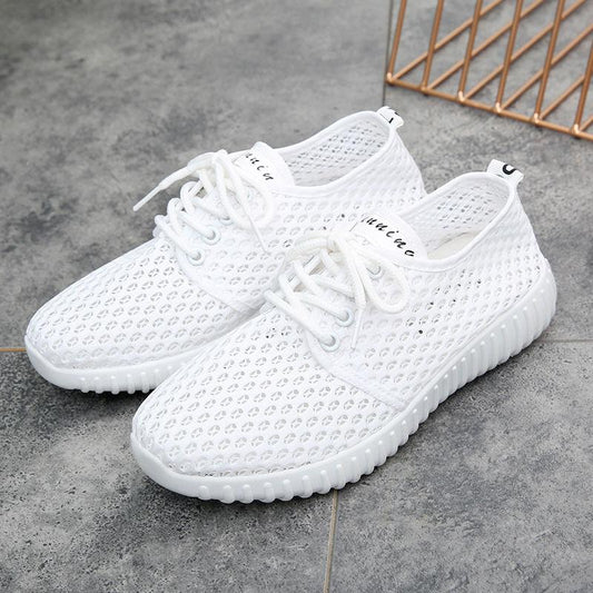 Summer Net Shoes Women's Hollow Breathable One-step Flat Bottom Pregnant Women Shoes Non-slip Breathable Fashion Sports Shoes