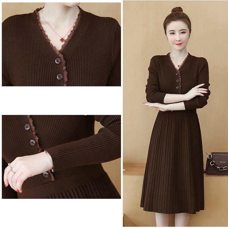 Autumn Winter Warm Long-sleeved Sweater Women's Mid-length Slim Bottoming Shirt Knitted Dress Women