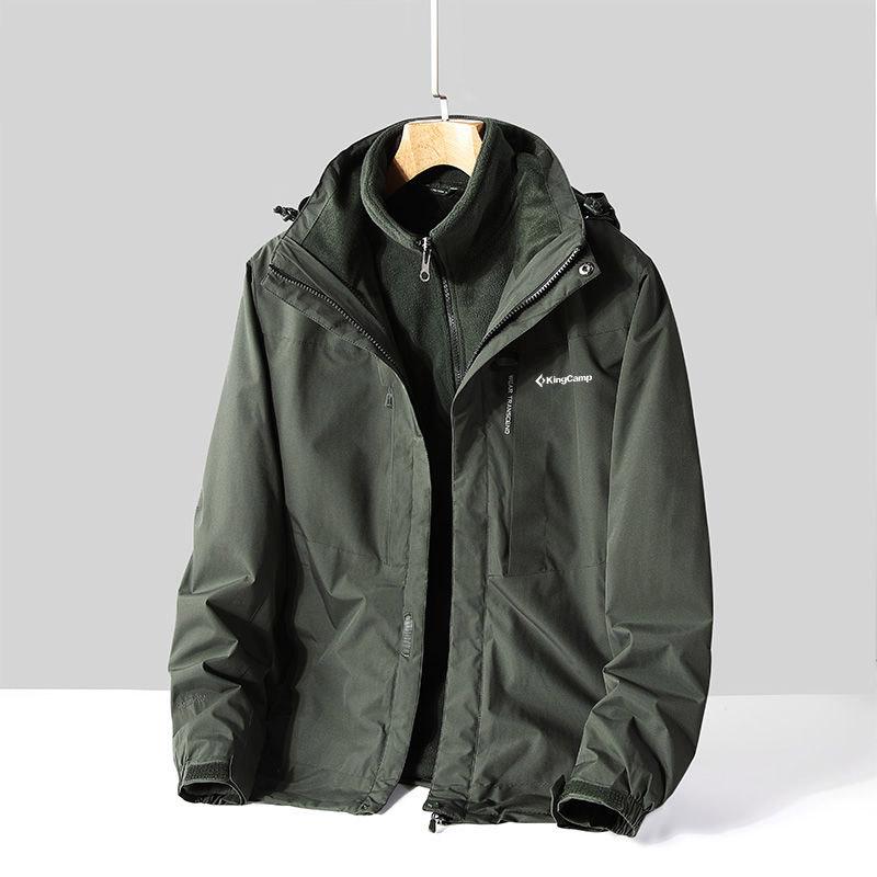 Jacket Men's Three-in-one Thickening Outdoor Sports Windbreaker Jacket Plus Velvet Waterproof Mountaineering Suit