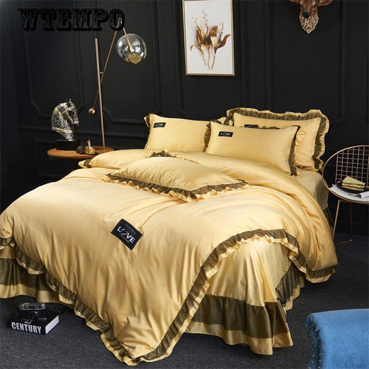 Bed Linen Set Silk Bedding Home Textile Queen King Size Duvet Cover Set Luxury Super King