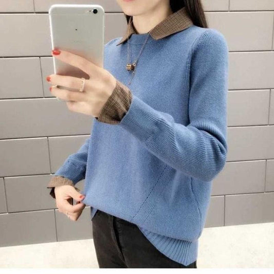 Autumn and Winter Knitted Sweater Loose Pullover Simple Jacket European and American Style Female Top