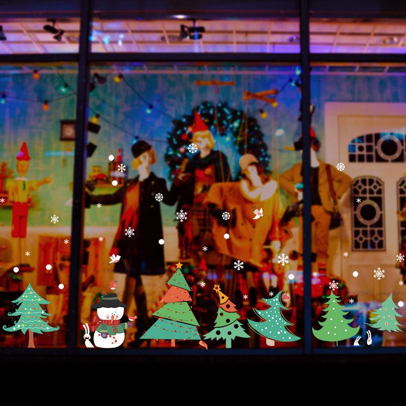 Happy Christmas tree wall stickers living room bedroom window glass door decorative wall stickers