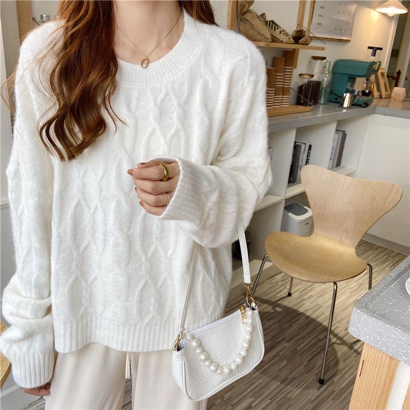 Autum Winter Sweater Women Loose Outer Wear Twist All-match Pullover Sweater Casual Style Top