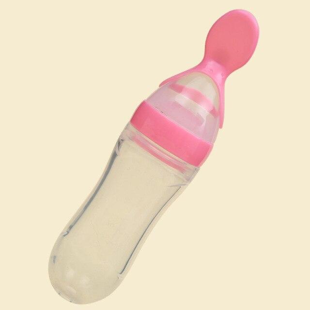 Baby Accessories Safety Infant Baby Silicone Feeding with Spoon Feeder Food Rice Cereal Bottle Utensils
