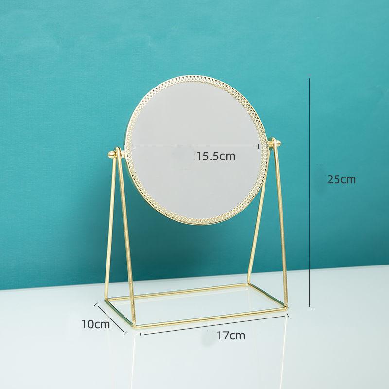 Round Rectangle Woman Desktop Makeup Mirror Zinc Alloy HD Thin Light Household Essentials 360° Rotation