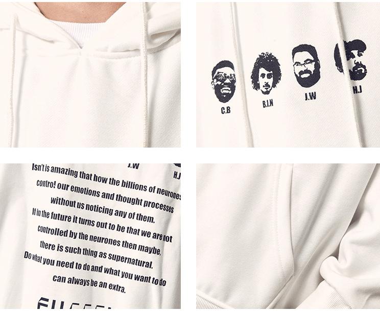 Men's Hooded Sweater Autumn and Winter Japanese Style Easy Tide Card Thickening Lovers Port Wind Korean Version Casual Clothes Pattern