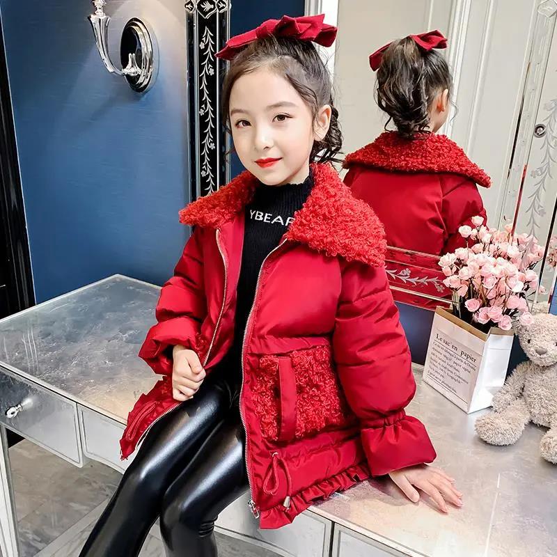 Girls Warm and Windproof Padded Jacket Winter Clothes Thickened Plus Velvet Coat Padded Jacket