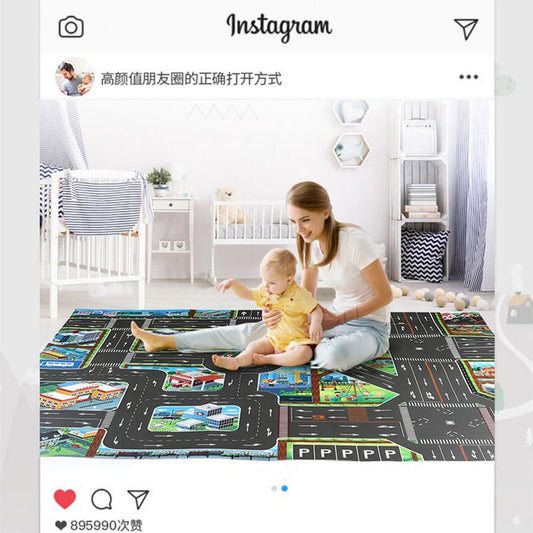 Highway Road Parking Map Play House Game Baby Crawling Mat Children's Urban Traffic Scene Map