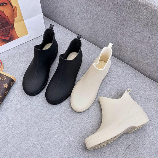 Fashion All-match Rain Boots Water Shoes Water Boots Non-slip Short Tube Frosted Kitchen Shoes Car Wash Stall Shoes