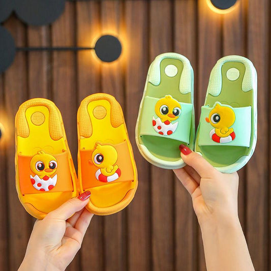 Children's Sandals Slippers Summer Boys Girls Non-slip Soft Bottom Kids Bathroom Bath Slippers Cartoon Household Duckling Children Baby Slippers