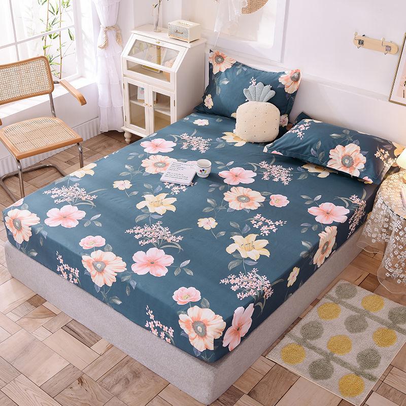 Thick Three-piece Cotton Bed Sheet Pillowcase Non-slip Protective Cover Cotton Bedspread Mattress Cover