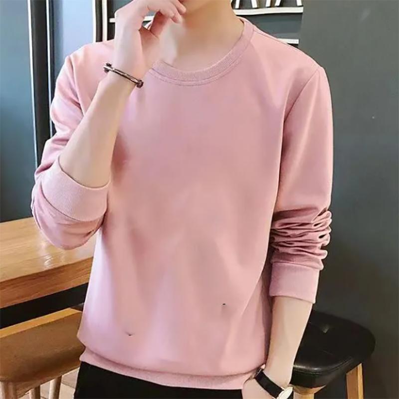 Sweater All-match Solid Color Sweater Men Loose Long-sleeved Sweater Autumn Couple Sweater Pullover Bottoming Sweater Plus Velvet