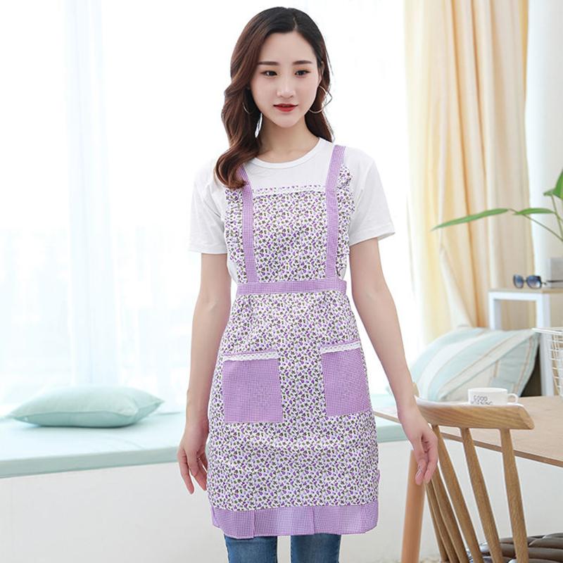 Household Cooking Apron Women's Sleeveless Adult Overalls Home Floral Double Layer Anti-oil Work Clothes Cute Ruffled Apron