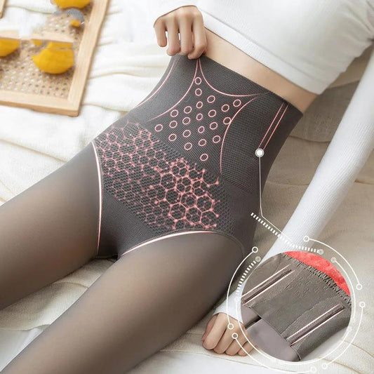 High Waist Abdomen Plus Velvet Thickened Leggings for Women To Wear Autumn and Winter Light Legs Artifact Stewardess Gray All-in-one Skin Warm Pants