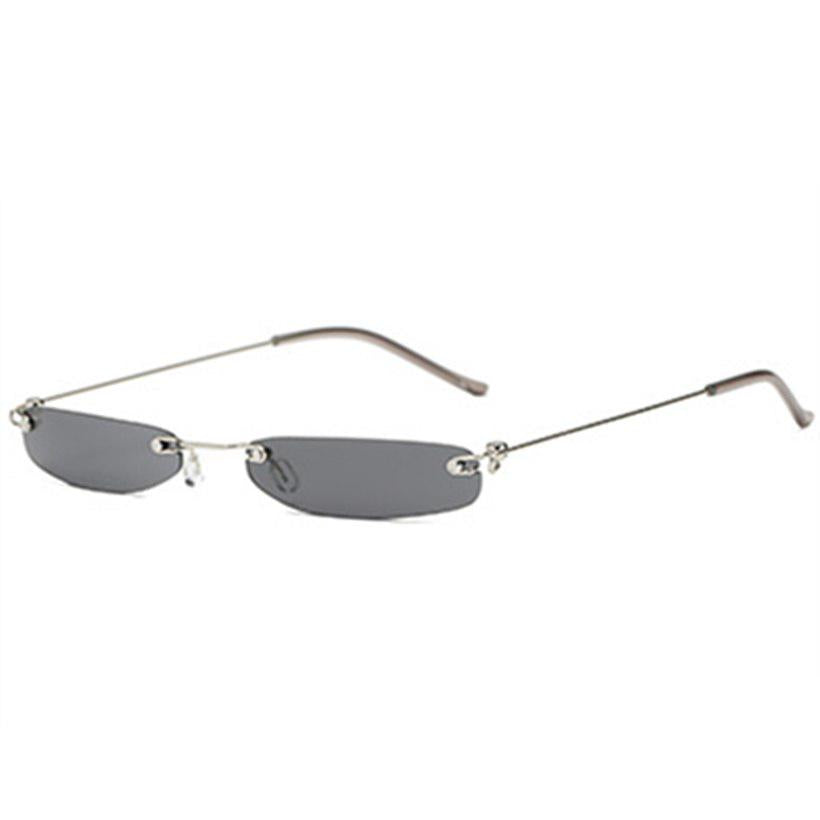 Rimless Sunglasses Women Men Vintage Narrow Rectangle Small Sun Glasses Retro Brand Designer Female
