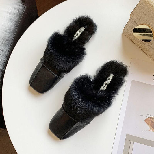 Artificial Plush Cotton Slippers Full Design Flat Shoes Warm Autumn and Winter Casual Shoes
