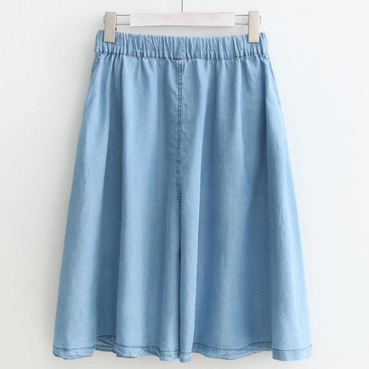 WTEMPO Women High Waist Shorts Spring Summer Wide Leg Shorts Loose A-line Thin Casual Shorts