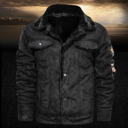 Lamb Velvet Jacket Male Autumn and Winter Parkas Loose Casual Fur Jacket Male Dad Outfit