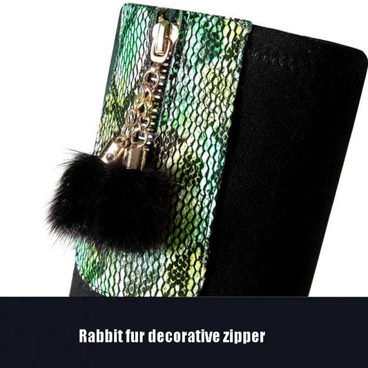 Women Over Knee Boots Slim Rhinestone High Heels Winter Boots Ladies Plus Velvet Elastic Goat Suede High Boots