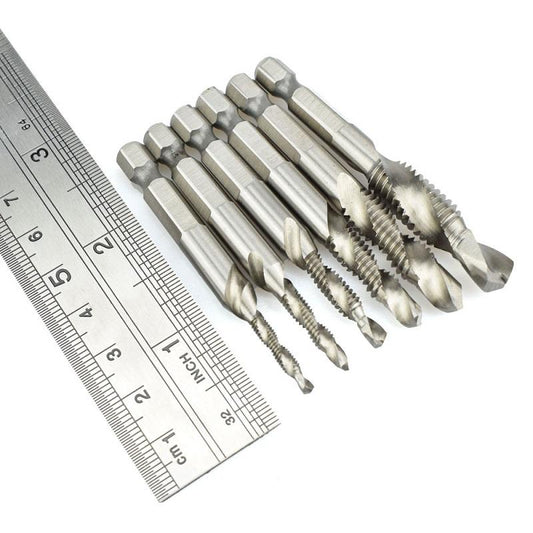 High Speed Steel Thread Spiral Screw M3 M4 M5 M6 M8 M10 Metric Composite Tap Drill Bit Tap 6pcs/set