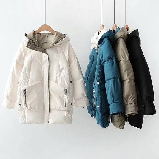 Winter Warm Long Down Parkas Women Harajuku Loose Hooded Winter Jacket Female Chic Thicken Cotton Down Jacket Women 2022
