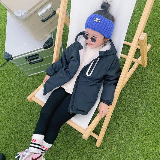 Girls Warm and Windproof Down Padded Jacket Plus Velvet Thick Winter Jacket