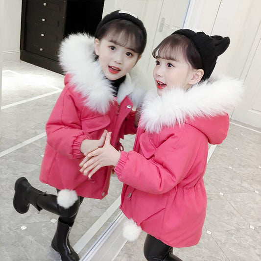 Girls Jacket Winter Cotton Jacket Hooded Coats for Girls Kids Outerwear Christmas Present