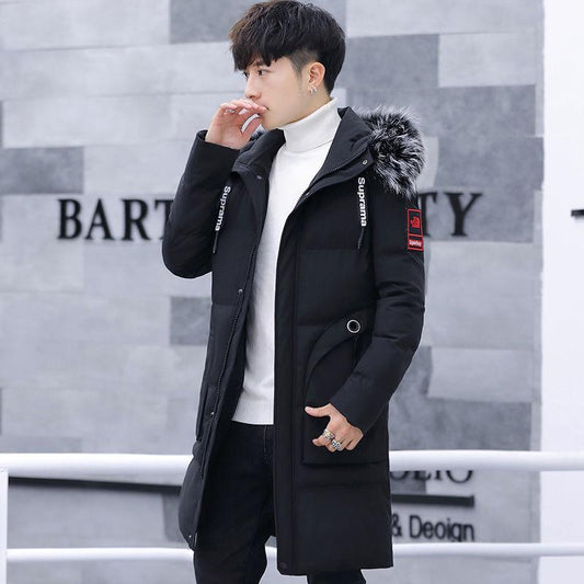 Down Jacket Trend Casual Men's Autumn and Winter Mid-length Cotton Jacket Plus Size